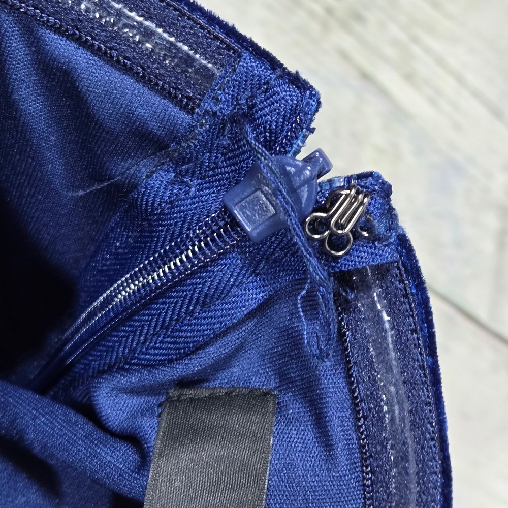 Lulus Masterfully Flirty Dark Blue Velvet Bustier Midi Dress Strapless Small - Picture 8 of 9